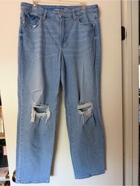 Old Navy Light Blue High-Rise OG Loose Jeans with Knee Rips